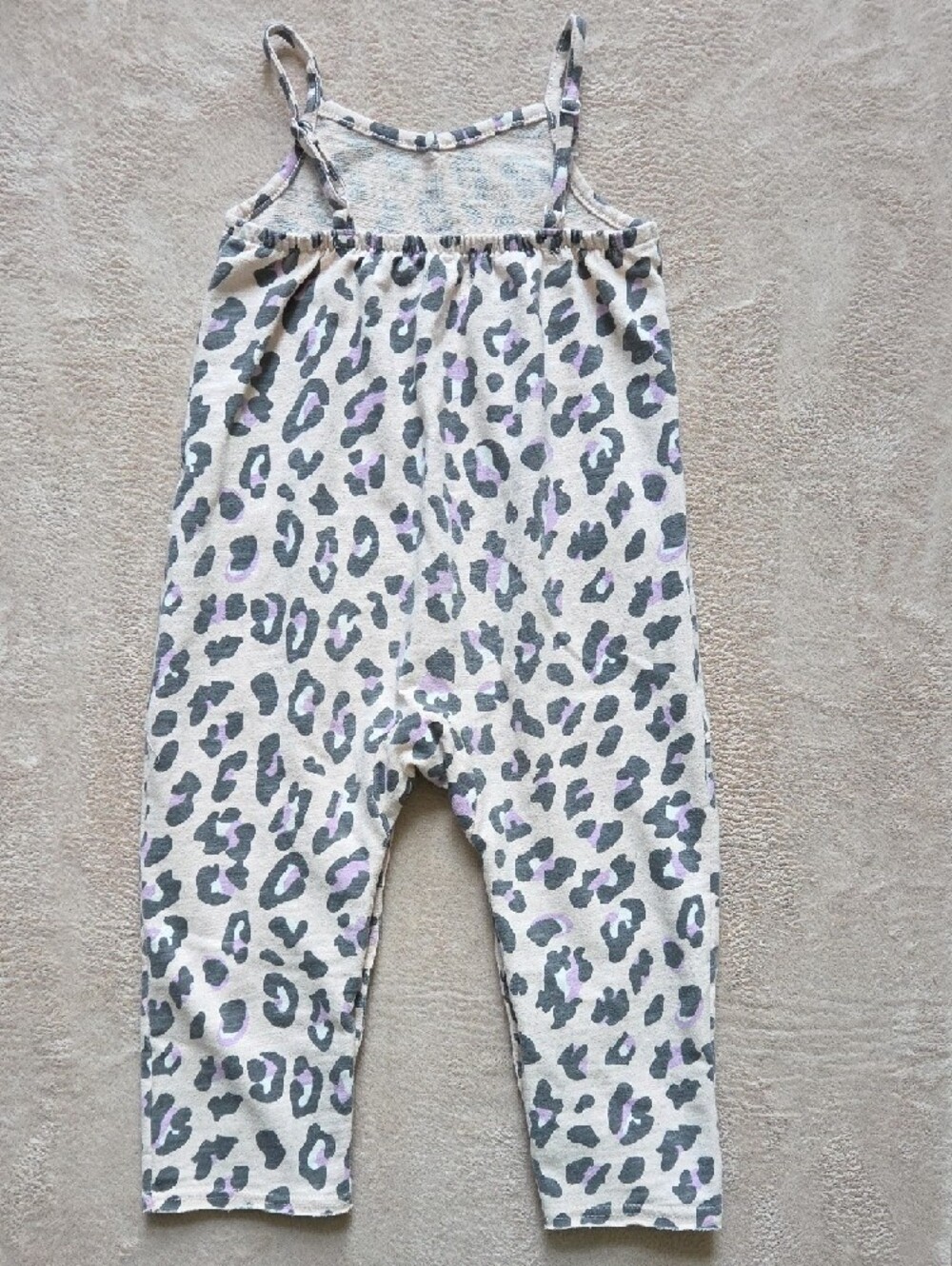 Grayson Mini Sleeveless Leopard Print Jumpsuit Romper with Lavender Accents 3T - Picture 5 of 12